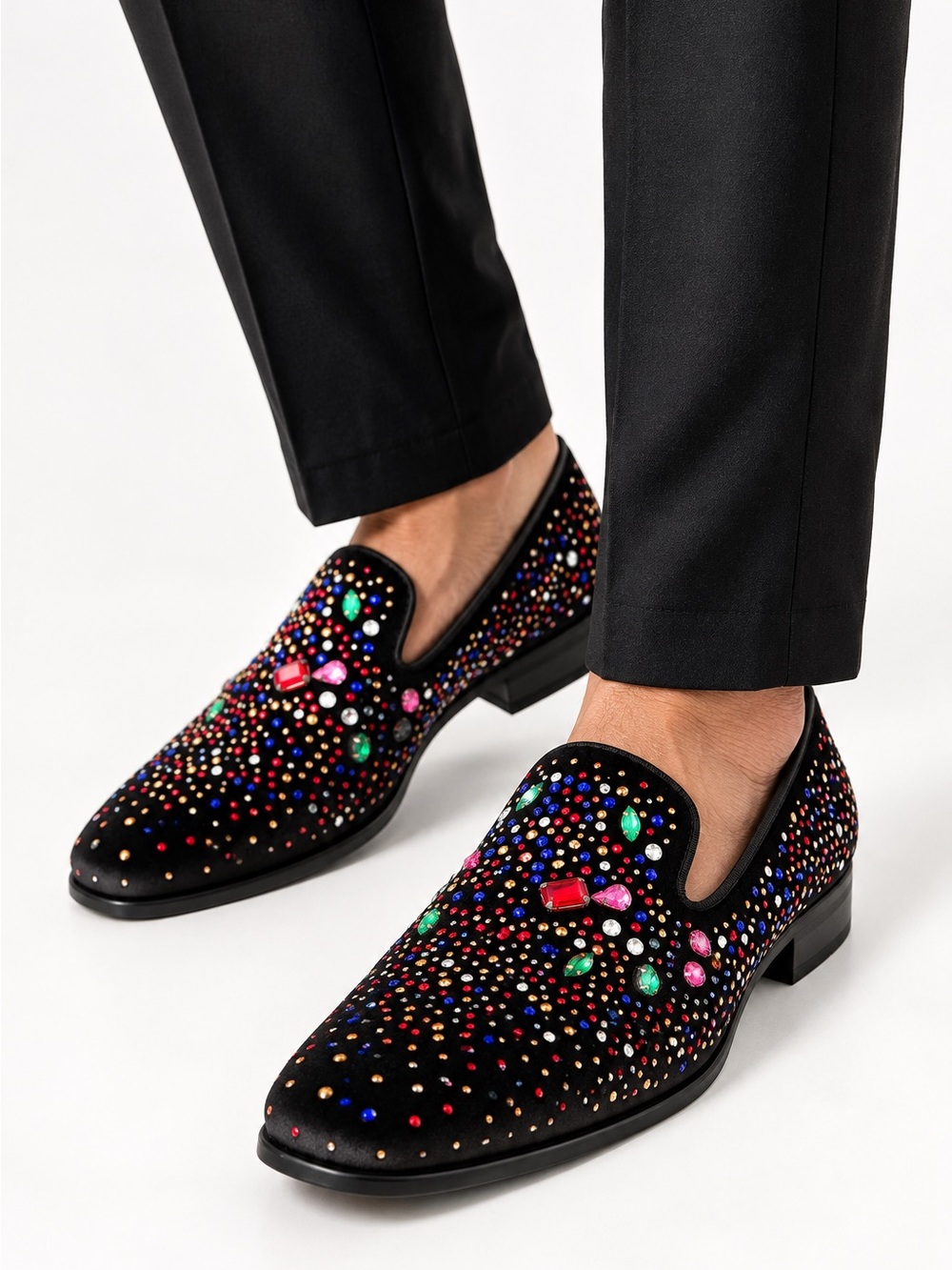 Stacy Adams Rhinestone Jeweled Velvet Loafers 8.5 Star Trek Screen Worn
